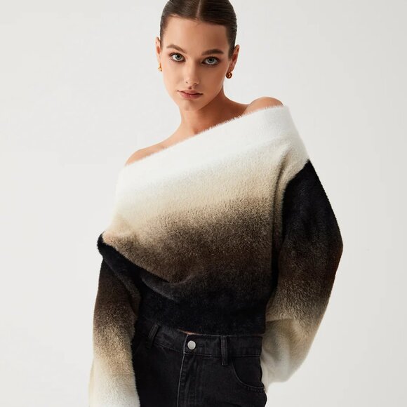Commense off the shoulder ombre sweater - Picture 2 of 2